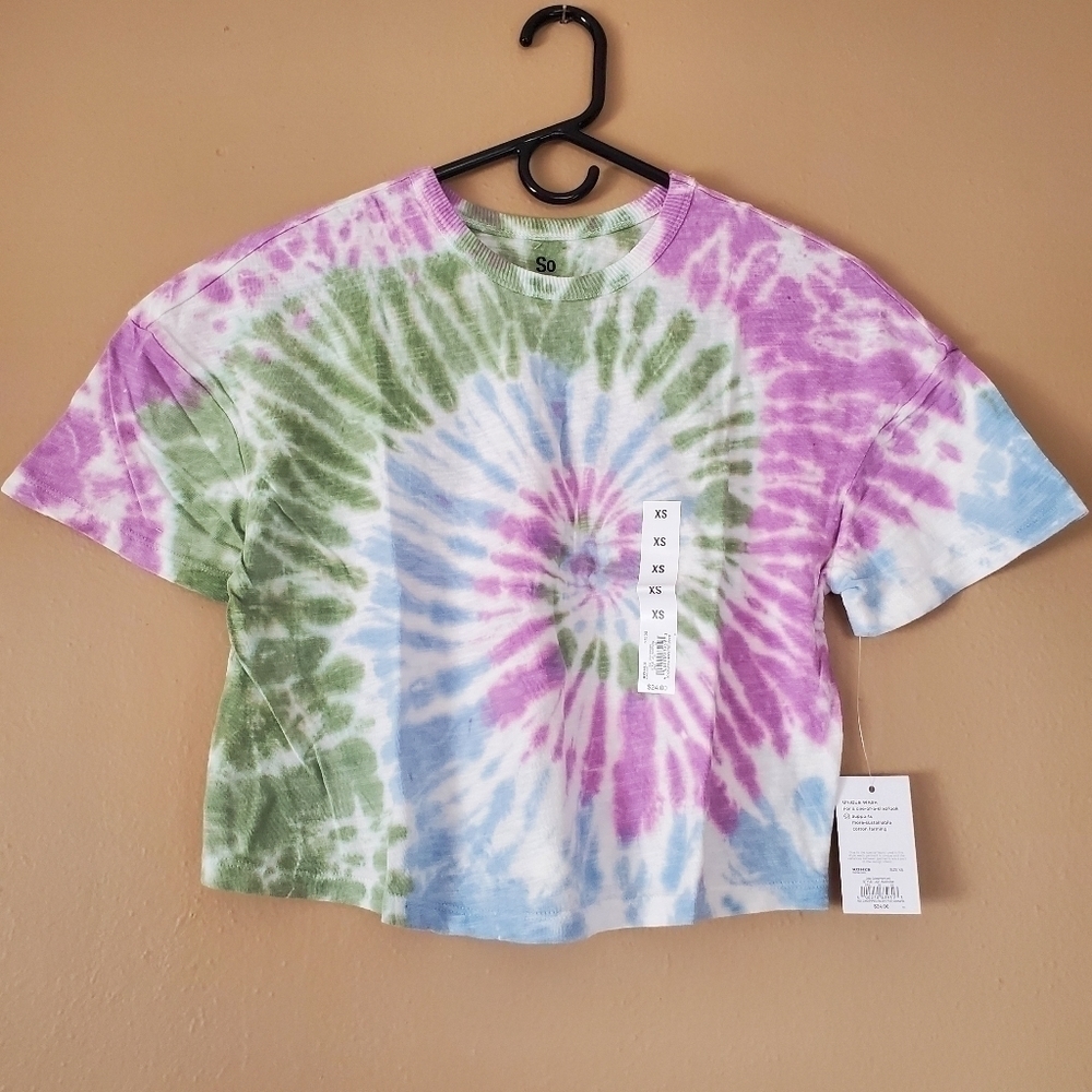 SO Junior's Cropped Boxy Tie Dye Tee
